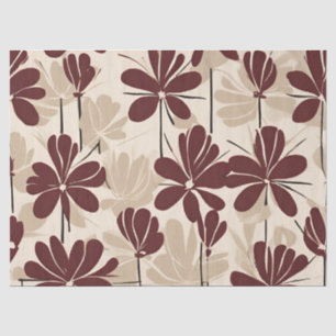 Große moderne Maroon-Beige-Wildblume Seidenpapier