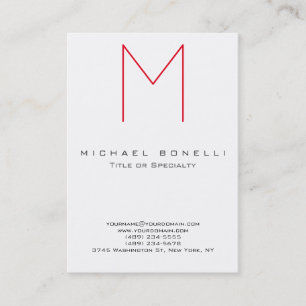 Große monogram Red Calligraphy Business Card Visitenkarte