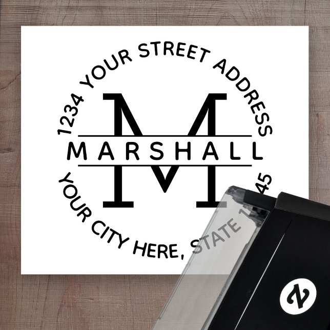 Große Monogramm mit Name und Rücksendeadresse Permastempel (Von Creator hochgeladen)