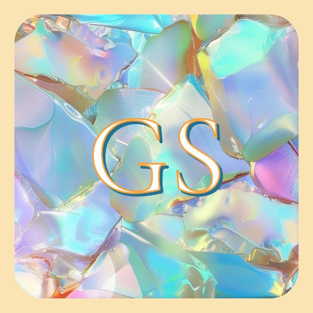 Große Monogramm oder Name auf Opal Rechteckiger Pappuntersetzer (Von Creator hochgeladen)