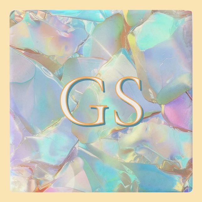 Große Monogramm oder Name auf Opal Steinuntersetzer (Von Creator hochgeladen)