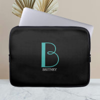 Große Monogramm und Name, Aquamarin/weiß, schwarz