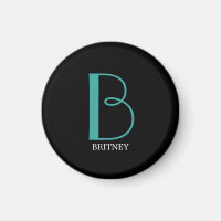 Große Monogramm und Name, Aquamarin/weiß, schwarz