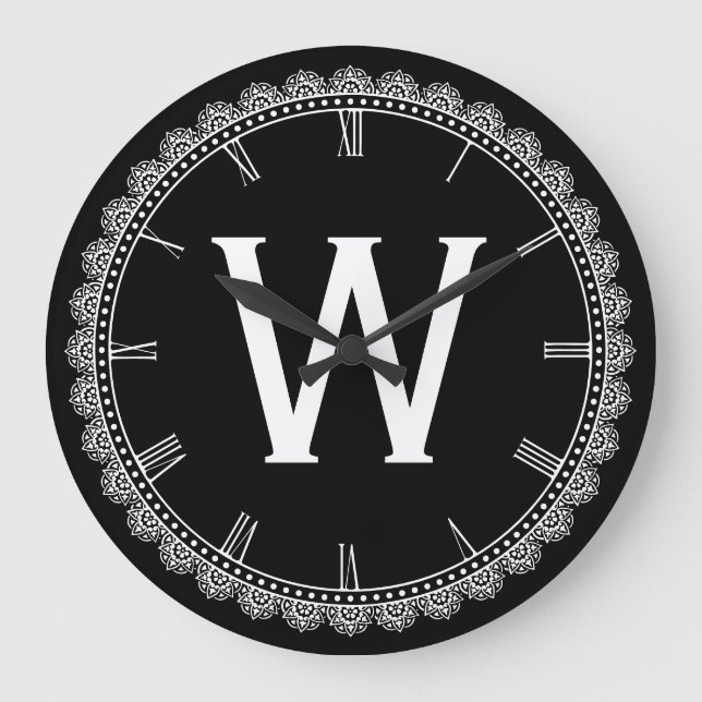 Große Monogramm W Große Wanduhr (Vorderseite)