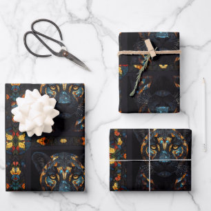 Große Mosaikkkatze aus verkettetem Glas Geschenkpapier Set
