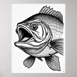 Große Mouth Bass - Fish Art Print Poster