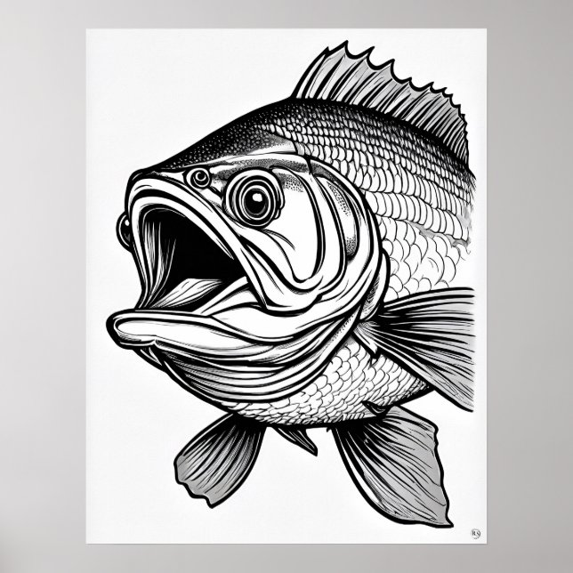 Große Mouth Bass - Fish Art Print Poster (Vorne)