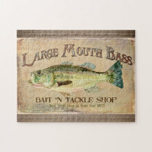 Große Mouth Bass Fisherman Cabin Wood Boards Puzzle