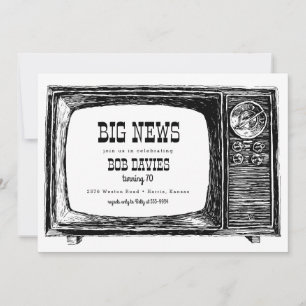 Große Nachrichten Vintage Retro-TV Western-Geburts Einladung