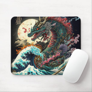 Große Nacht japanischer Drache Mousepad