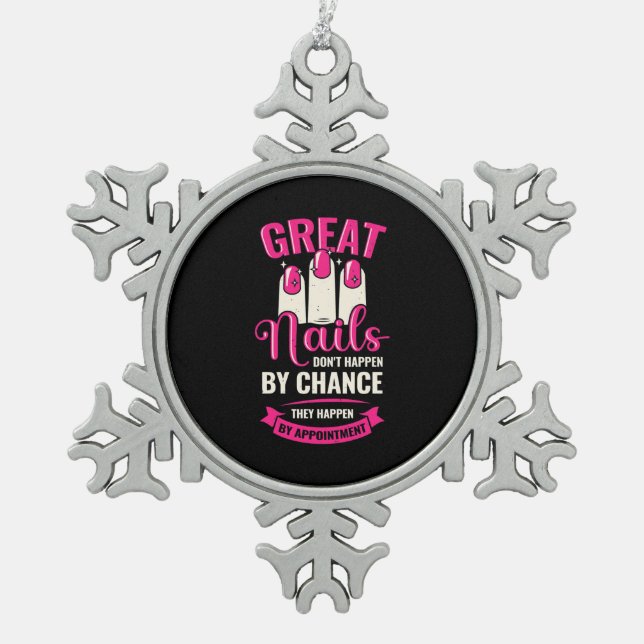 Große Nägel bei der Ernennung Schneeflocken Zinn-Ornament (Vorderseite)