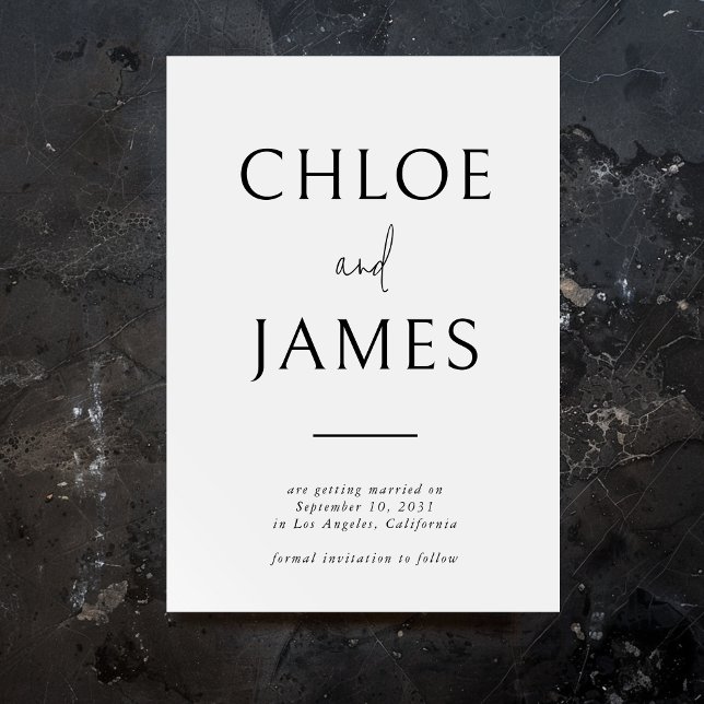 Große Namen Moderne Typografie Schwarz-weiß Hochze Save The Date (Von Creator hochgeladen)