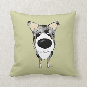 Große Nase blauer Merle glatter Collie Kissen