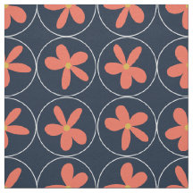 Große Navy-Korallen-Blumenfliesel-Kotton-Twill