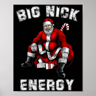 Große Nick Energie Lustiger Weihnachtsmann Weihnac Poster