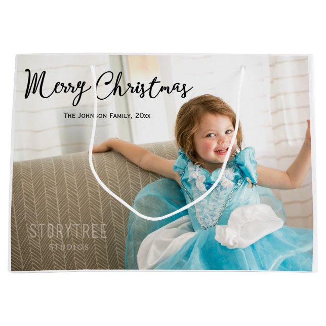 Große Niedliche Foto Weihnachtsgrüße Geschenktasch Geschenktüte (Vorderseite)