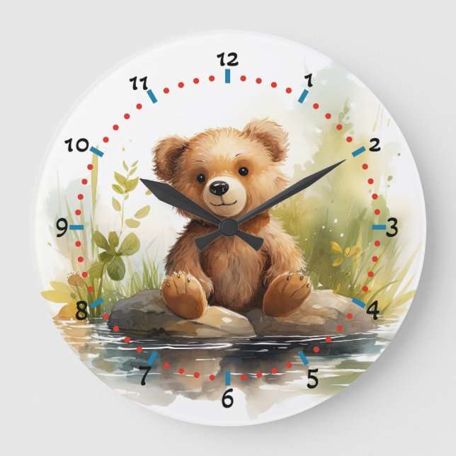 Große niedliche Teddy Bären-Wand-Uhr kuschelig Wanduhr (Vorderseite)
