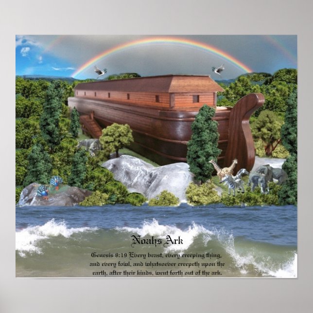 Große Noahs Ark Diorama Gloss-Leinwand Poster (Vorne)