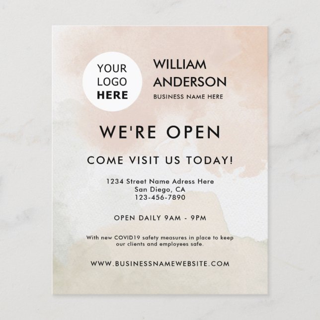 Große Öffnung des abstrakten Boho-Wasserfarblogos Flyer (Vorne)