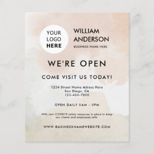 Große Öffnung des abstrakten Boho-Wasserfarblogos Flyer