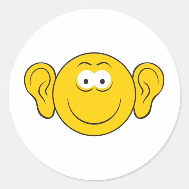 Große Ohrsicht Runder Aufkleber (Vorderseite)