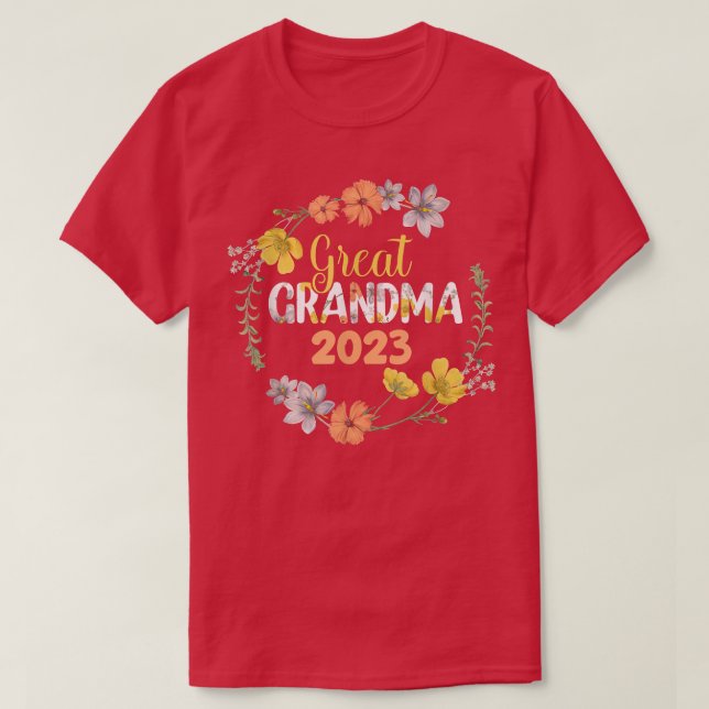 Große Oma 2023 für Schwangerschaftsankündigung T-Shirt (Design vorne)