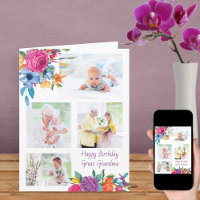 Große Oma 4 Foto Farbige Blume Geburtstag