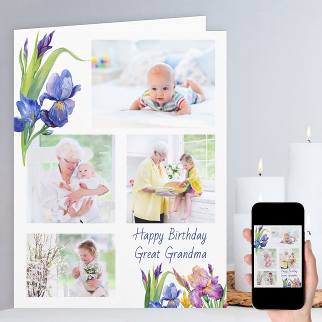 Große Oma 4 Foto Frühlingsblumen Geburtstag Karte (Von Creator hochgeladen)