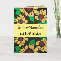 Große Oma bekommt gute Wünsche Gelbe Sonnenblumen