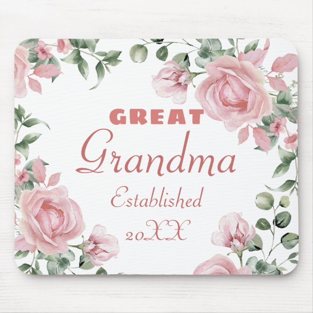 Große Oma Jahr etabliert Custom Pink Roses Mousepad (Vorne)