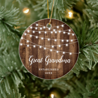Große Oma Personalisierte Rustikale Saitenlichter Keramik Ornament
