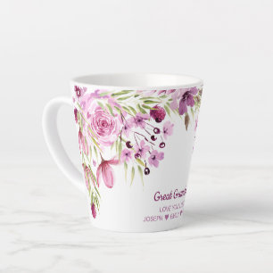 Große Oma-Rosa- und Violett-Blumen Milchtasse