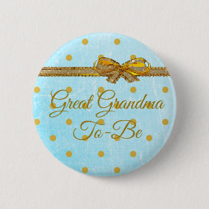 Große Oma, um Baby Dusche Blue & Gold Button zu se