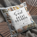 Große Opa-FotoCollage Kissen<br><div class="desc">Feiern Sie die unvergessliche Verbindung zwischen Enkelkindern und ihrem Urgroßvater mit unserem herzerwärmenden Kissen aus personalisiertem Foto. Dieser einzigartige Sake, der den beliebten Satz "Sie setzen die Urgroßväter" enthält, zeigt 16 offene Fotos von wertvollen Momenten mit den Enkelkindern. Jedes Foto ist sorgfältig arrangiert und mit ihren Namen beschriftet, umhüllt von...</div>