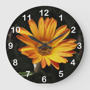 Große orange Blumen-Wand-Uhr Wanduhr