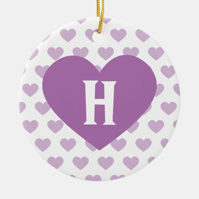 Große Orchideen-lila Herz - Monogramm Keramik Ornament (Vorne)
