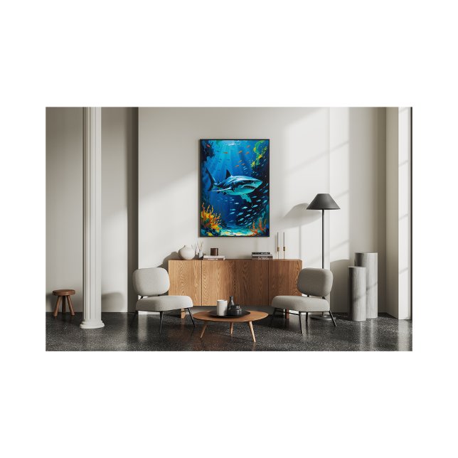 Große Ozeanmalerei mit weißem Hai Fotodruck (Von Creator hochgeladen)