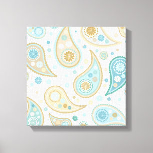 Große Paisley Funky Print (Light Blue Background) Leinwanddruck