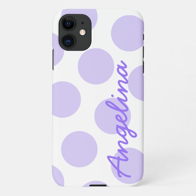 Große Pastell Lila Polka Dot Muster Personalisiert iPhone Hülle (Rückseite)
