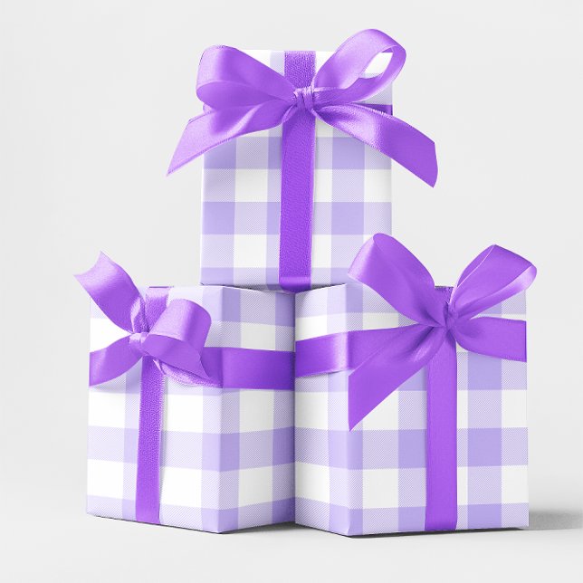 Große Pastelle Lila und Weiß Gingham Geschenkpapier (Large Pastel Purple and White Gingham Wrapping Paper)