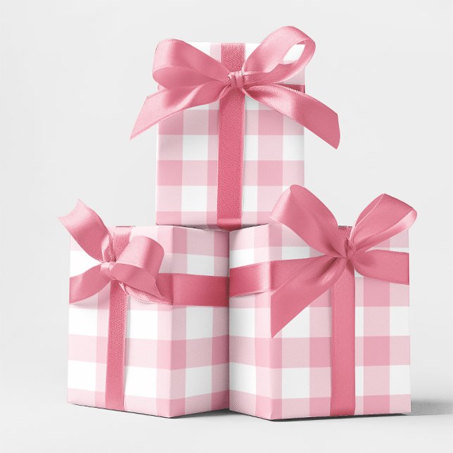 Große Pastellrosa und Weiß Gingham Geschenkpapier (Large Pastel Pink and White Gingham Wrapping Paper)