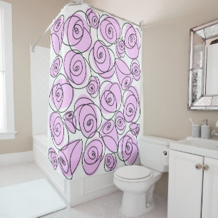 Große Pattern Rose Lilac Duschvorhang