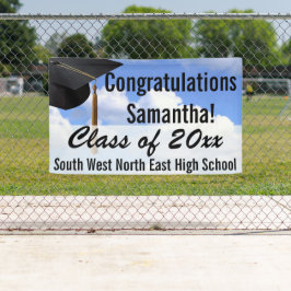 Große Personalisierte Abschluss Banner Sign Blue S