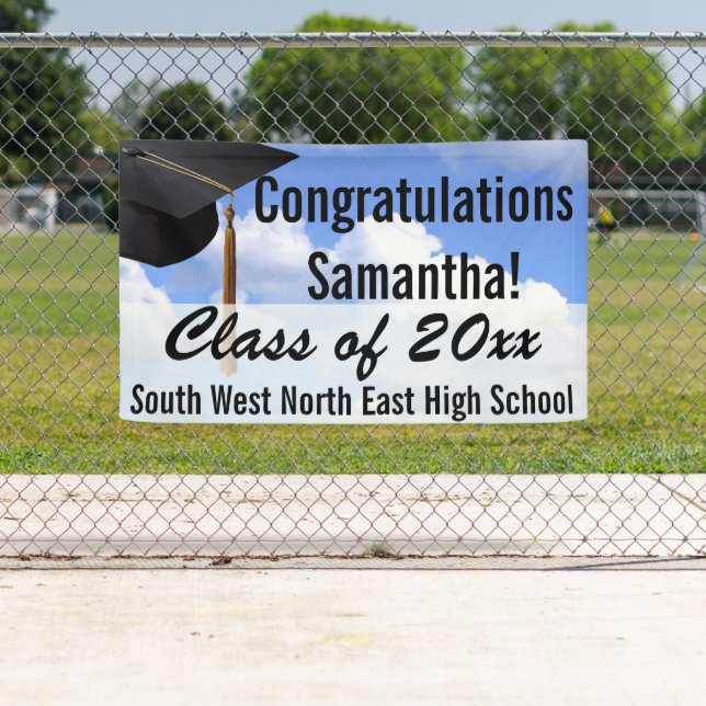 Große Personalisierte Abschluss Banner Sign Blue S (Insitu)