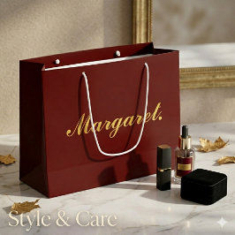 Große personalisierte Geschenktasche aus bordeauxr Geschenktüte
