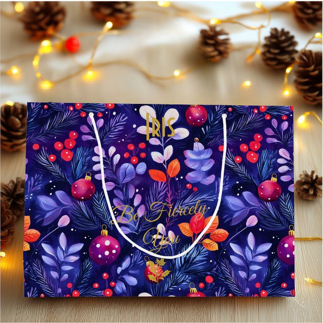 Große Personalisierte Geschenktasche mit Lila Blät Geschenktüte (Von Creator hochgeladen)