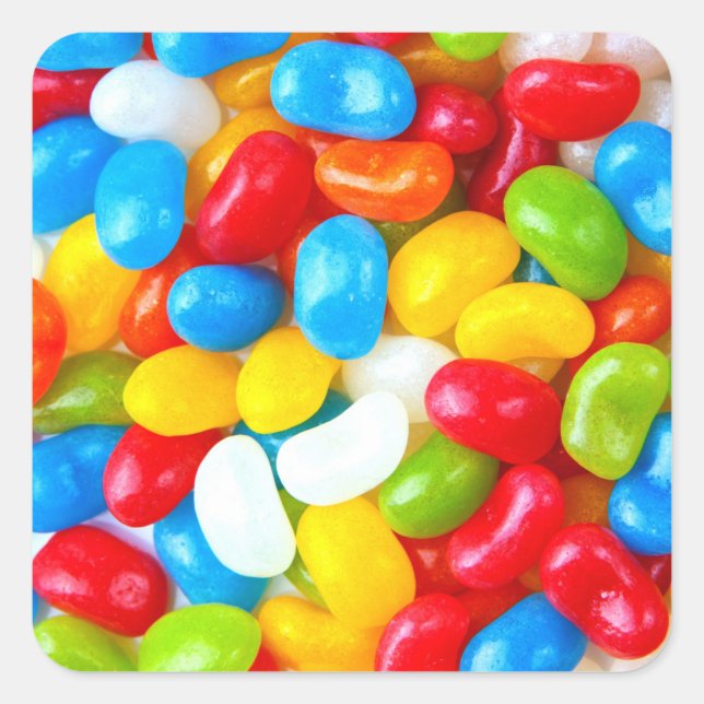 Große Pile von Candy Jelly Beans Quadratischer Aufkleber (Vorderseite)