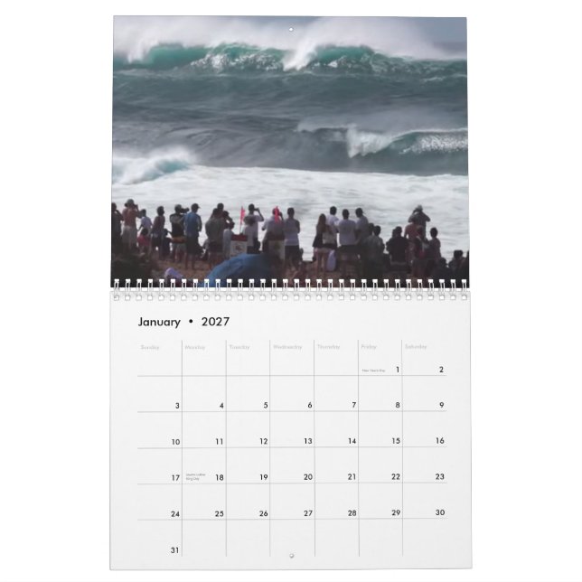 Große Pipeline Winter Surf Kalender (Jan 2027)