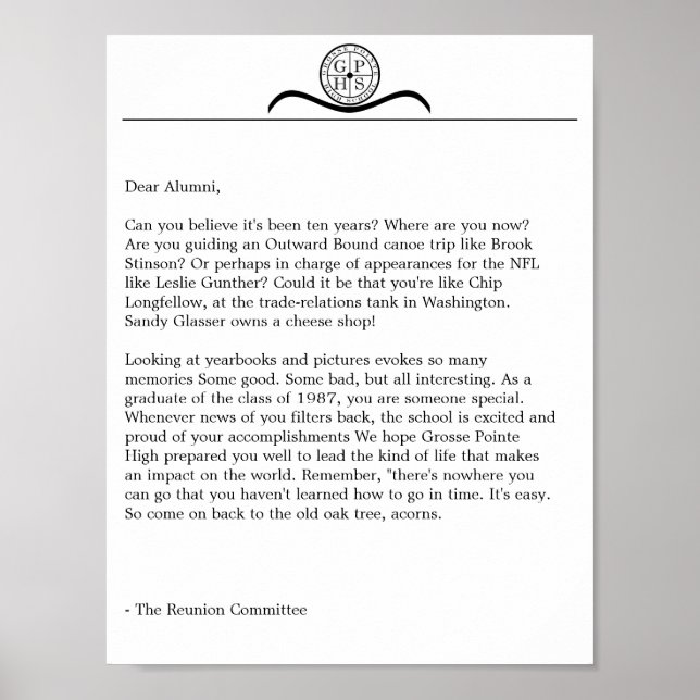 Grosse Pointe High Wiedersehen Letter Poster (Vorne)