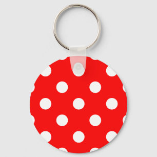 Große Polka Dots - Weiß auf Rot Schlüsselanhänger